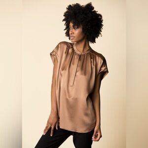 Vince Shirred Silk Blouse